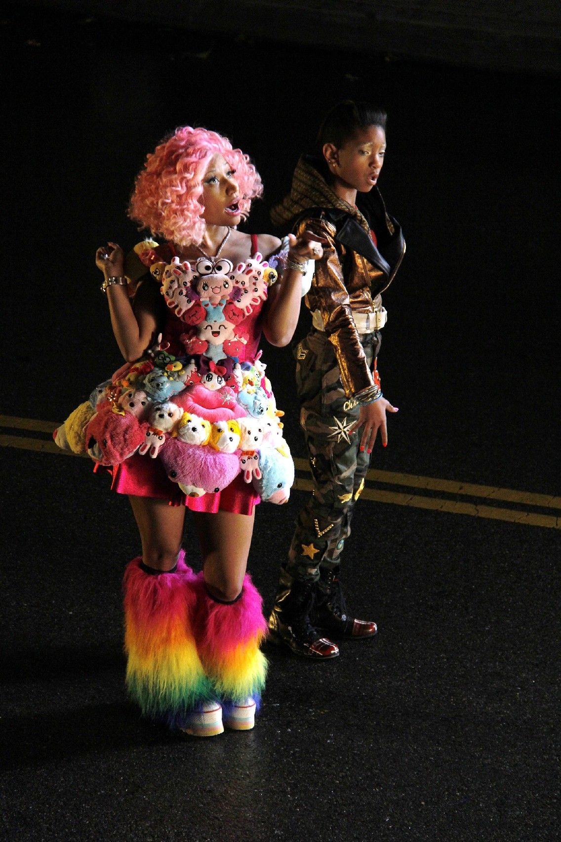 Nicki Minaj and Willow Smith on the set for the music video of 'Fireball' | Picture 118012